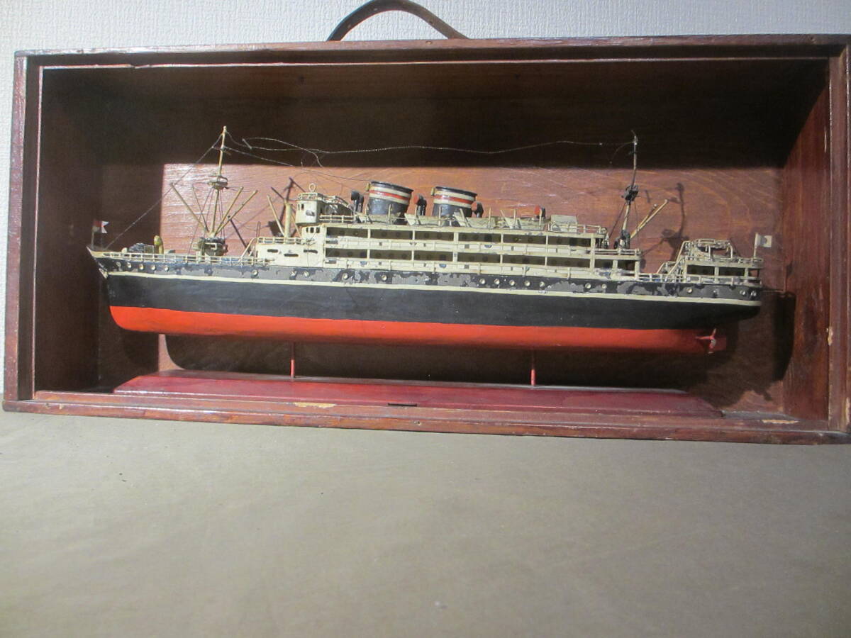 戦前の模型？　ブリキ製「客船(汽船)」：全長53cm位： ”淺間丸：日本郵船”でしょうか？ 　ジャンク品：たいへん古い、アンティーク品_画像10