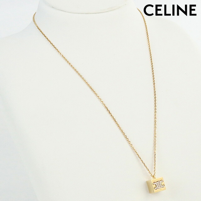 中古 セリーヌ ネックレス レディース ブランド CELINE トリオンフ キューブ ゴールド ネックレス ゴールド アクセサリー