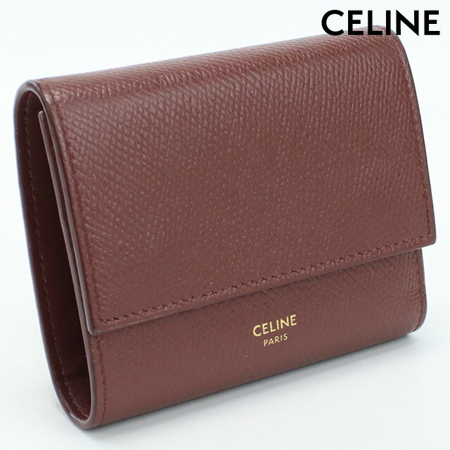 中古 セリーヌ 三つ折り財布 レディース ブランド CELINE スモールトリフォールドウォレット レザー ブラウン