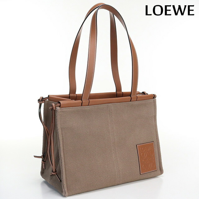 中古 ロエベ トートバッグ レディース ブランド LOEWE クッショントートスモール キャンバス 330.02AA93 ブラウン