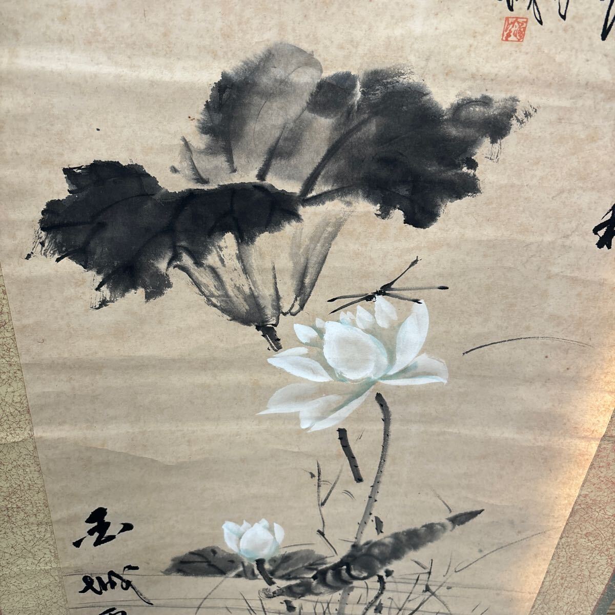 掛け軸 掛軸 美術品 古美術 和風 水墨画？ アンティーク 昭和レトロ 縦189cm 横85cmの画像4