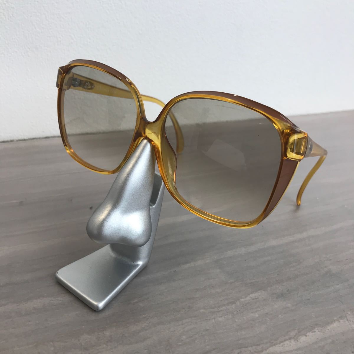 Christian Dior ディオール サングラス 眼鏡 メガネ レディース イエロー系 オレンジ系 フルリムフレーム 231211_画像1