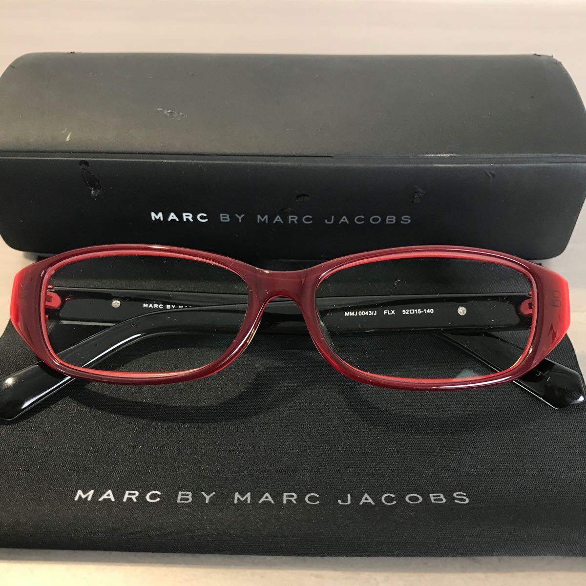 MARC JACOBS マークジェイコブス 眼鏡 メガネ アイウェア レッド系 フルリムフレーム ケース付き 231229の画像1