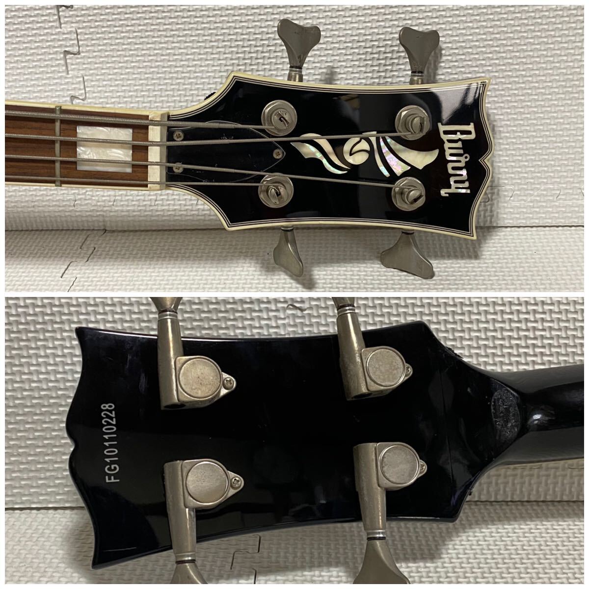 即決☆ Burny LPB-65 CUSTOM ブラック バーニー エレキベース レスポール カスタム Les Paul BASS FGシリアル ビンテージ 【現状品】_画像2