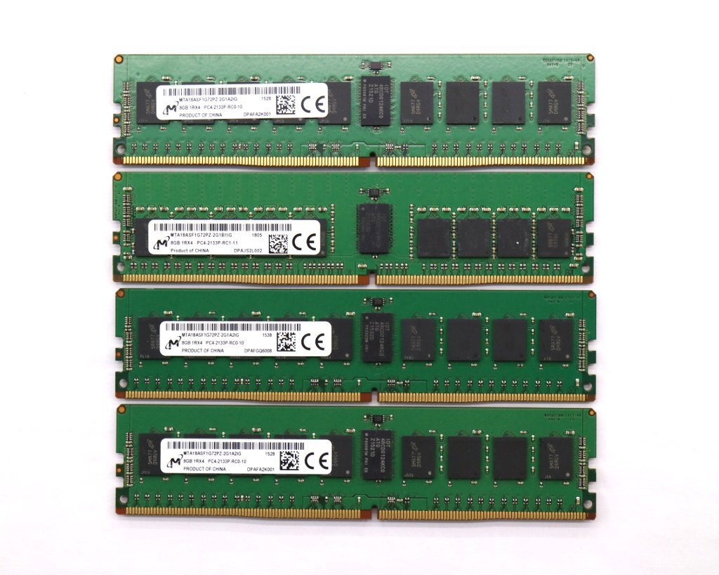◇Micron 8GBx4枚セット32GB分 PC4-2133P-R DDR4 Registered ECC 1Rx4 DELL T5810/7810/7910 hp Z440/640/840等対応_画像1