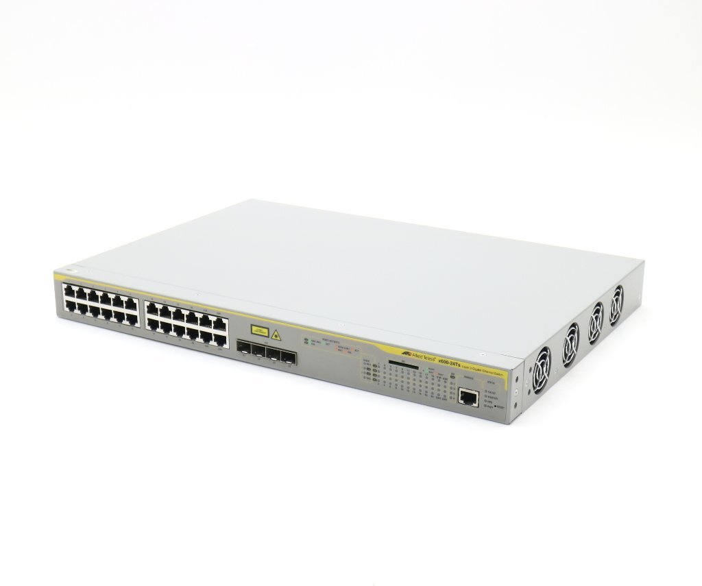 Allied Telesis AT-x600-24Ts 24ポート1000BASE-T(うち4ポートSFP共用)搭載L3スイッチ r6-5.3.3-0.7.rel BASE LICENSE 設定初期化済