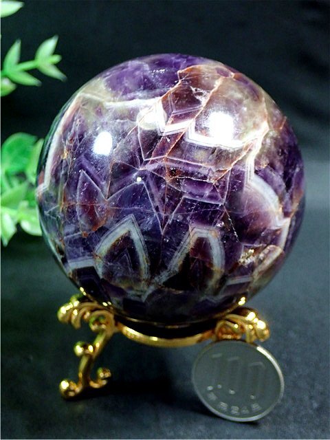 天然～愛の守護石～夢幻紫水晶アメジスト丸玉178G1-57G15D_画像1