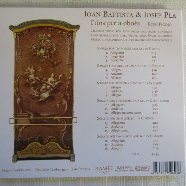 【RAMEE】ジョアン・バプティスタ＆ジョセフ・プラ「2本のオーボエの通奏低音のための音楽」2006年_画像2