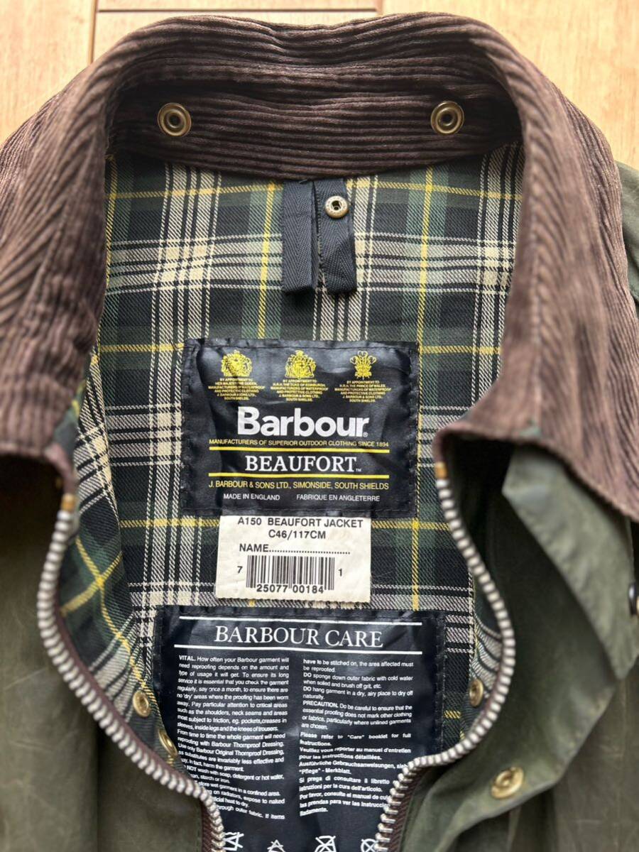 バブアー ビューフォート Barbour Beaufort ビンテージ 46 ビッグサイズ オイルドジャケットの画像4