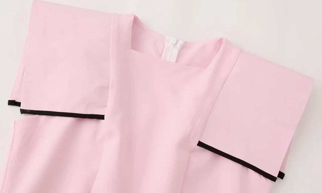 pink vintage ヴィンテージ レトロ デザイン ノースリーブ ワンピース XSサイズ レディース★ZARA 好きな方に★2024 春新作 新品未使用★_画像3