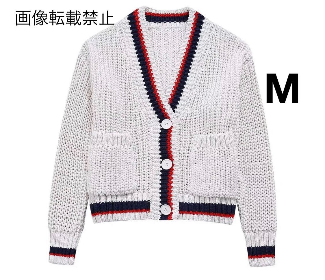 vintage ヴィンテージ レトロ ニット カーディガン トップス Mサイズ レディース★ZARA 好きな方に★2024 S/S 春新作 新品未使用★_画像1