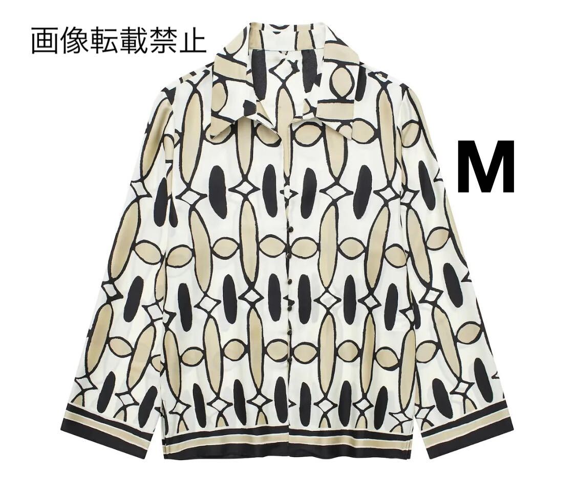 vintage ヴィンテージ レトロ 柄 シャツ ブラウス トップス Mサイズ レディース★ZARA 好きな方に★2024 S/S 春新作 新品未使用★_画像1