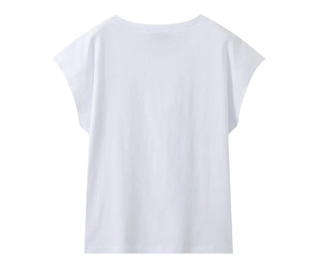 vintage ヴィンテージ レトロ スパンコール 半袖 Tシャツ トップス Sサイズ レディース★ZARA 好きな方に★2024 S/S 春新作 新品未使用★_画像2