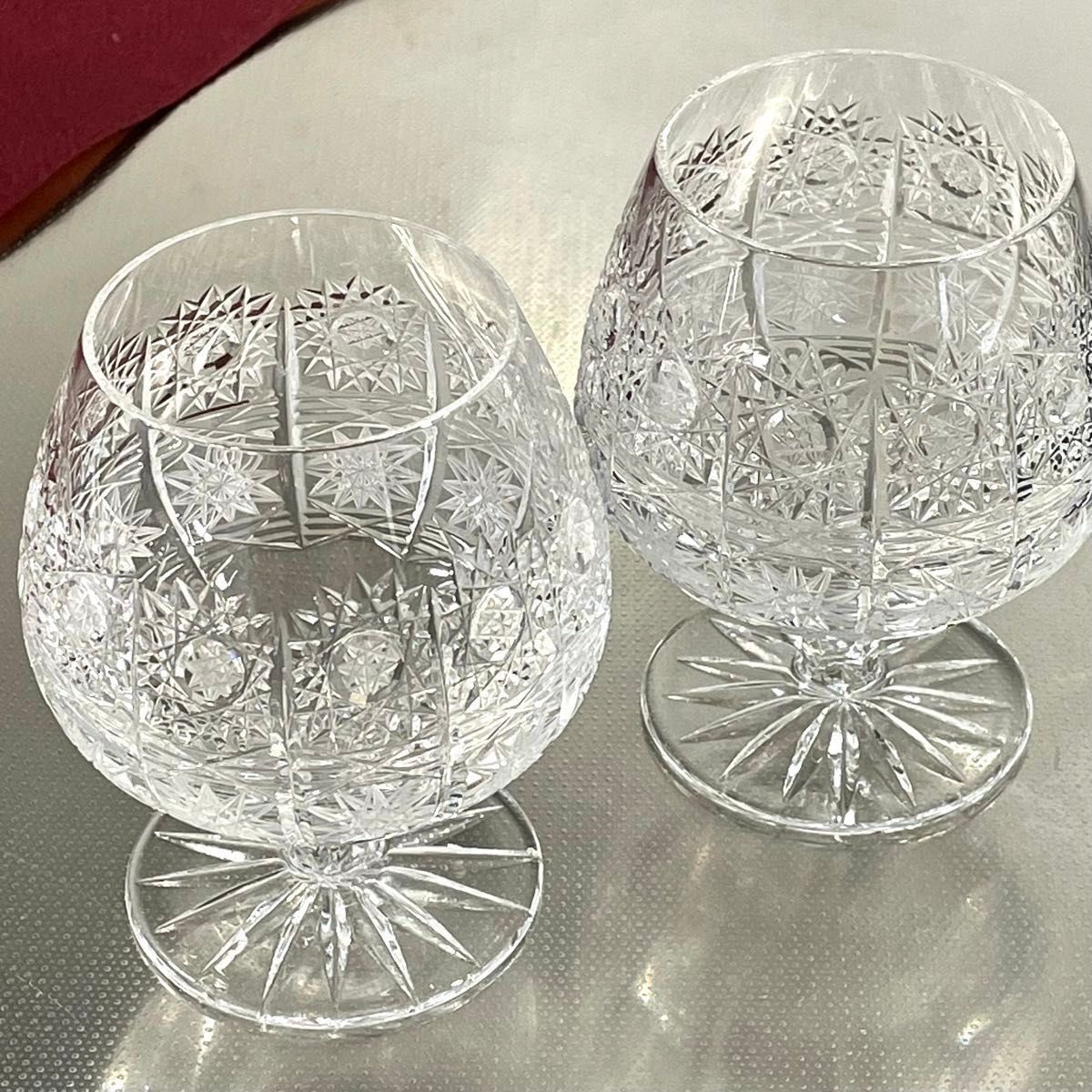 《未使用》ボヘミアグラス ブランデーグラス ２個セット ゴージャス  昭和レトロ 綺麗 クリスタル