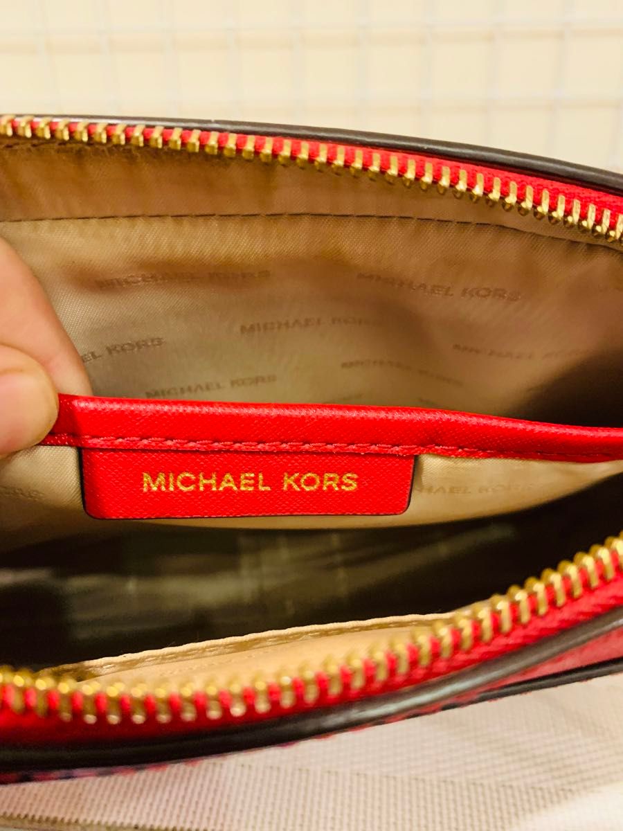 【美品】 MICHAEL KORS マイケルコース ショルダーバッグ レザー　チェーンバッグ　レッド　母の日プレゼント