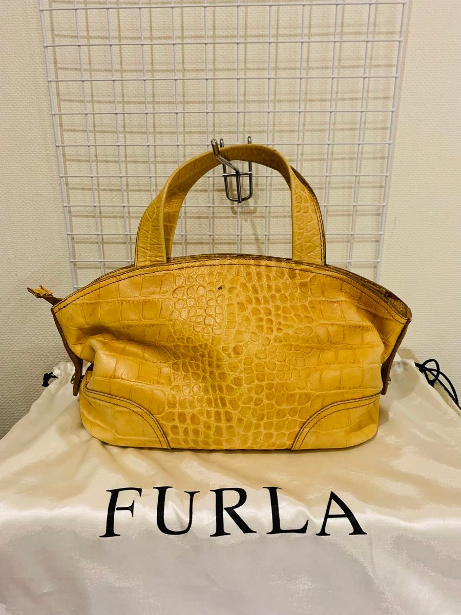【高品質】 FURLA フルラ ハンドバッグ クロコ型押し　 レザー トートバッグ