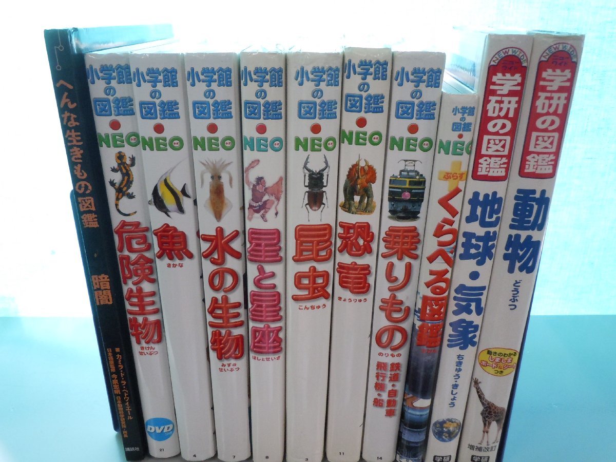 【図鑑】《まとめて11点セット》小学館の図鑑NEO/くらべる図鑑/学研の図鑑/危険生物/乗りもの/動物/昆虫/恐竜 他_画像1