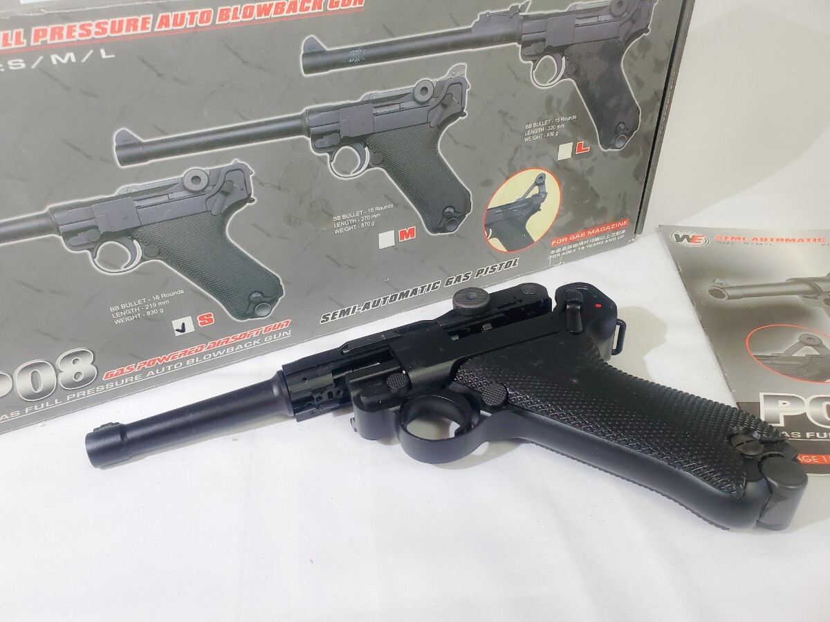 WE ルガー P08 SEMI-AUTOMATIC GAS PISTOL S ガスガン ブラック_画像1