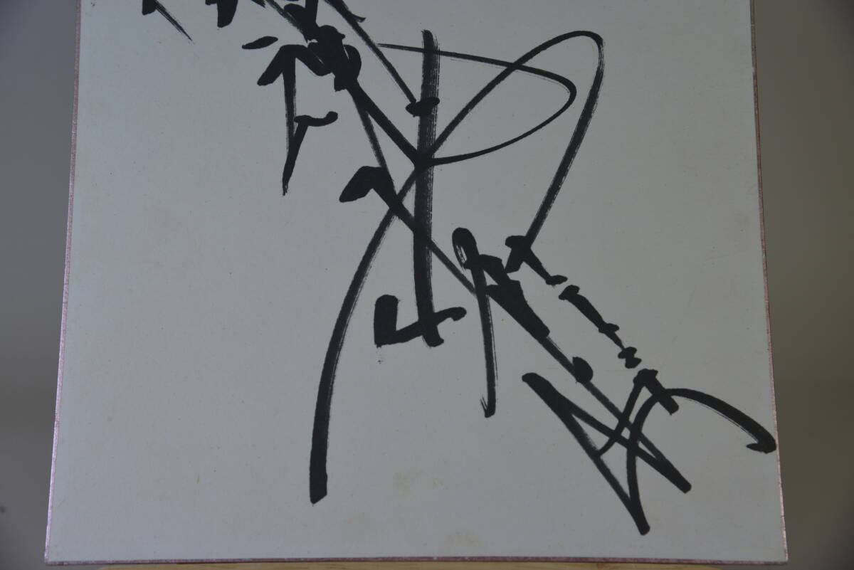 アントニオ猪木（新日、全盛期）肉筆サイン色紙 額付き白黒写真付きの画像5