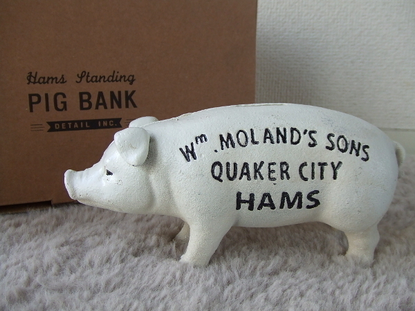 新品☆Hams Standing PIG BANK☆鉄製 豚の貯金箱　バンク白アンティーク ビンテージ インダストリアル男前ミッドセンチュリーdetailピッグ_画像2