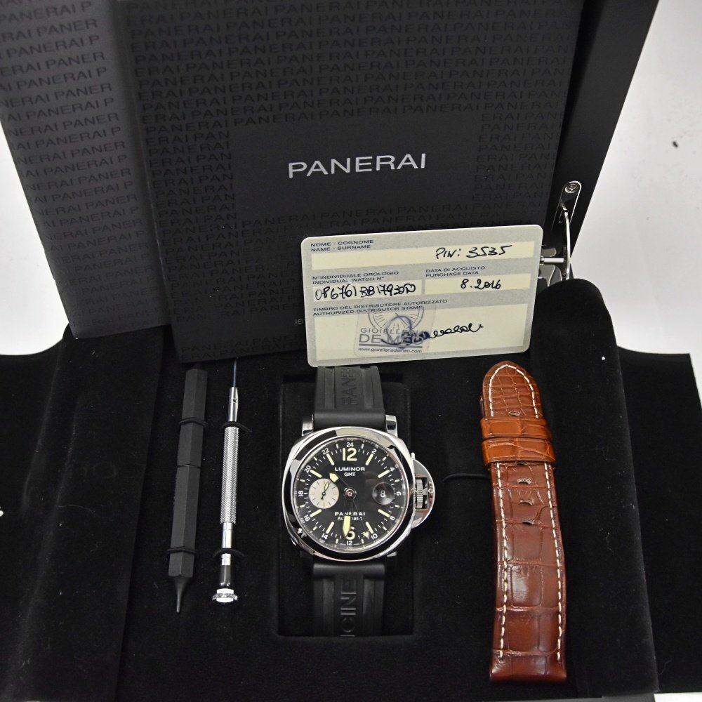 パネライ PANERAI PAM00088 ルミノール GMT アッチャイオ 自動巻き メンズ 美品 箱・保証書付き P#129814_画像9