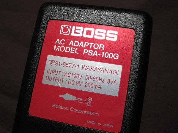  Boss ボス PSA-100G 9V 200mA センターマイナス 日本製 Made in Japan 純正 電源アダプター ACアダプター 中古 動作品 送料一律520円_画像1
