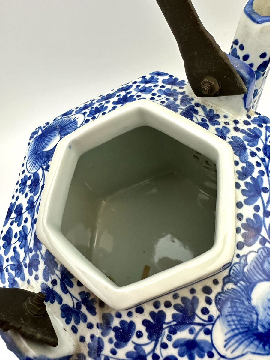 ビンテージ 染付六角の茶瓶(324)茶道具 やかん 急須 の画像4