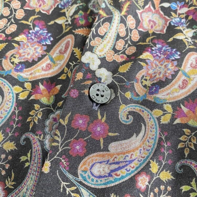 0 41b14 { ultimate beautiful goods } ETRO Etro Italy made tag attaching flower print long sleeve shirt 42 feather woven floral print multicolor cotton MADE IN ITALY