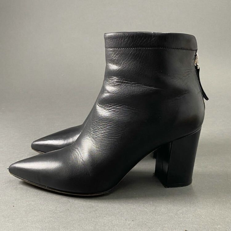 2c5 PELLICO Perry ko leather bootie short boots 35 black leather Italy made back Zip heel boots 