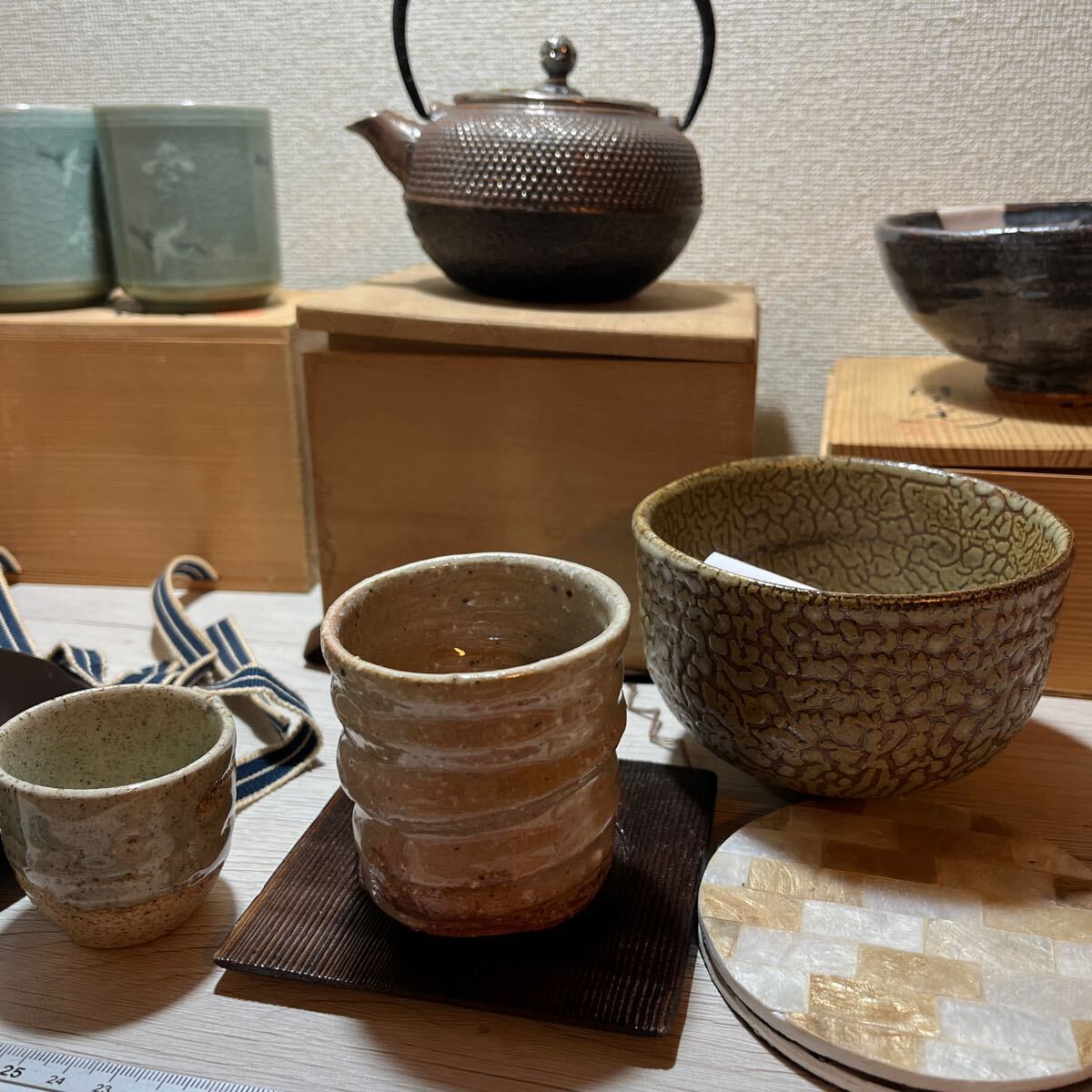 茶道具 鉄瓶 急須 茶器 ぐい呑み　湯呑み　茶托　セット　No.3_画像7