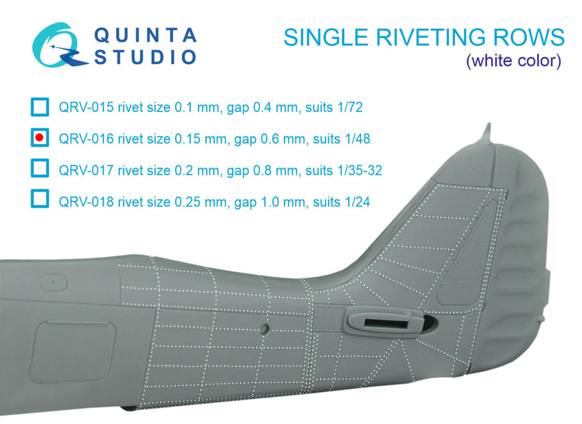 ◆◇Quinta Studio【QRV-016】1/48 シングル・リベットライン(0.15㎜径/0.6㎜間隔/白色/長さ6.2m)◇◆　　_画像1