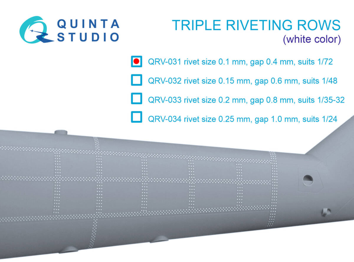 ◆◇Quinta Studio1/72 トリプル・リベットライン(0.10㎜径,/0.4㎜間隔/白色/長さ6.6m)◇◆