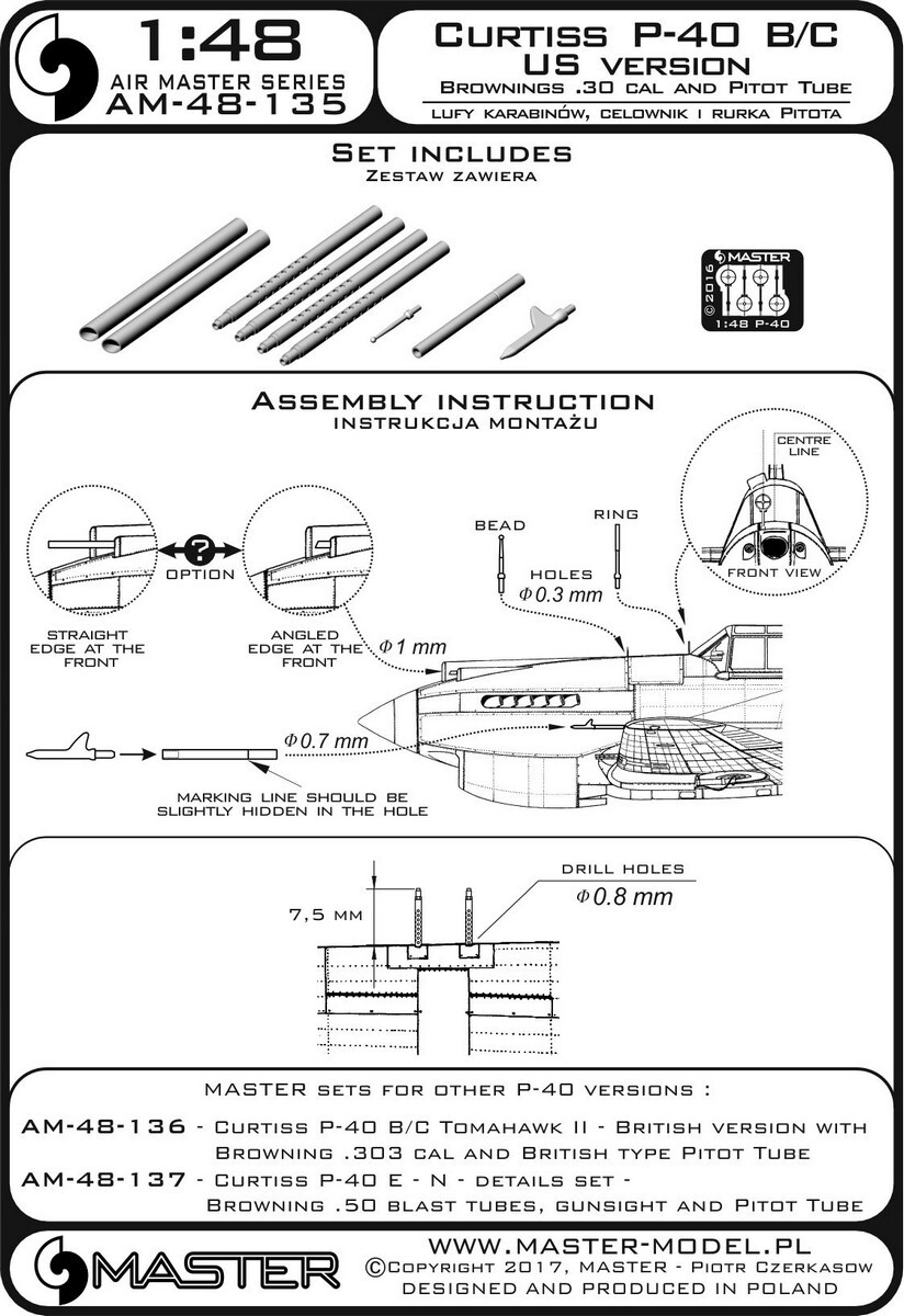 ◆◇MASTER【AM-48-135】1/48 カーチスP-40B/Cアメリカ型 機銃&ピトー管◇◆_画像4