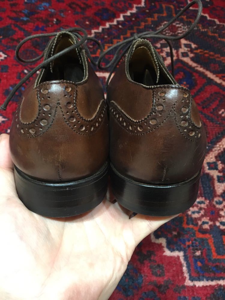 OLD EDWARD GREEN LEATHER WING TIP MADE IN ENGLAND/オールドエドワードグリーンウィングチップシューズ 6 1/2 D