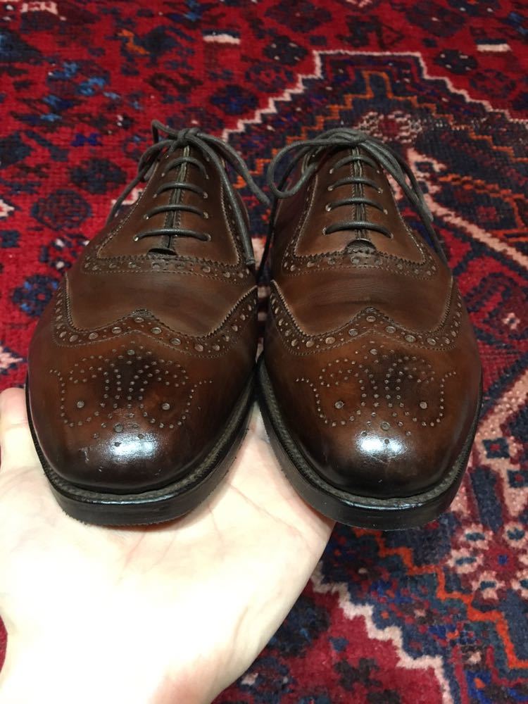 OLD EDWARD GREEN LEATHER WING TIP MADE IN ENGLAND/オールドエドワードグリーンウィングチップシューズ 6 1/2 D