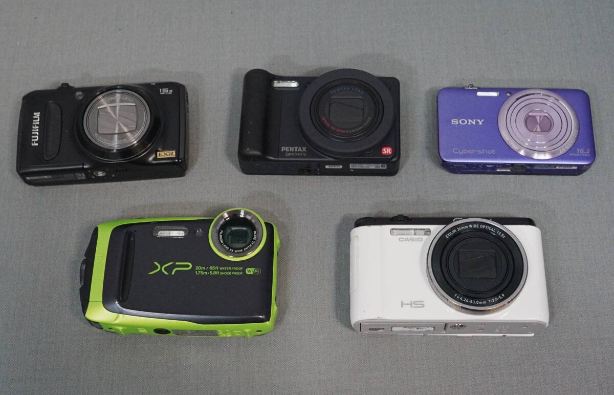 SONY cybershot α55 CASIO EXILM FUJIFILM FinePix PENTAX OLYMPUS 7セット ジャンク品 _画像2