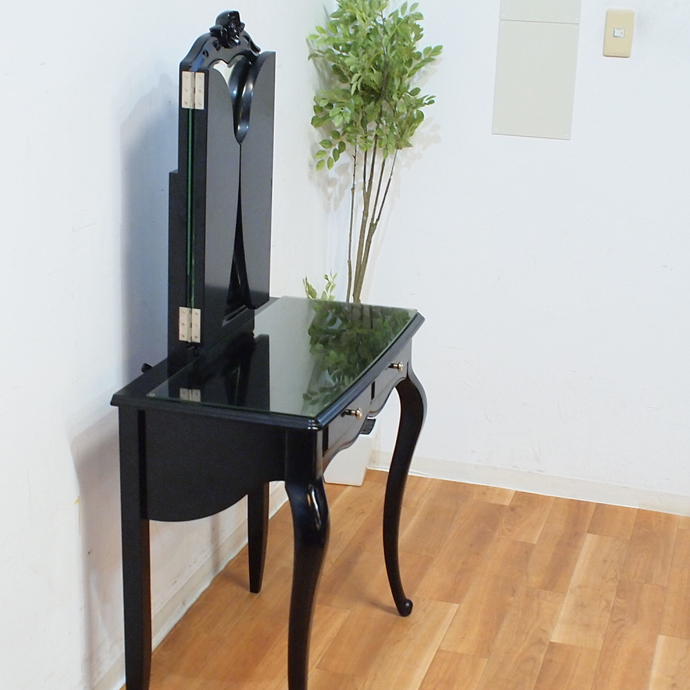 IDC large . furniture ro here style 3 surface mirror dresser dresser black Classic cat legs antique style Goss 