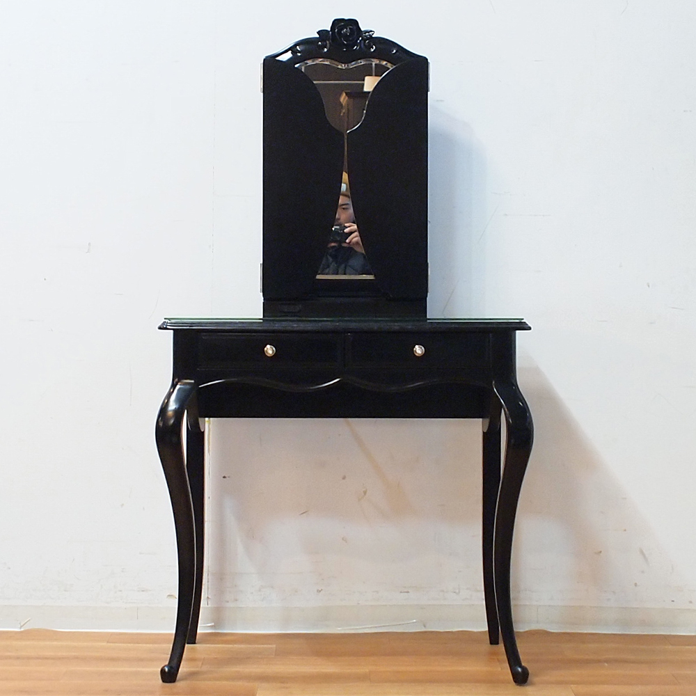 IDC large . furniture ro here style 3 surface mirror dresser dresser black Classic cat legs antique style Goss 