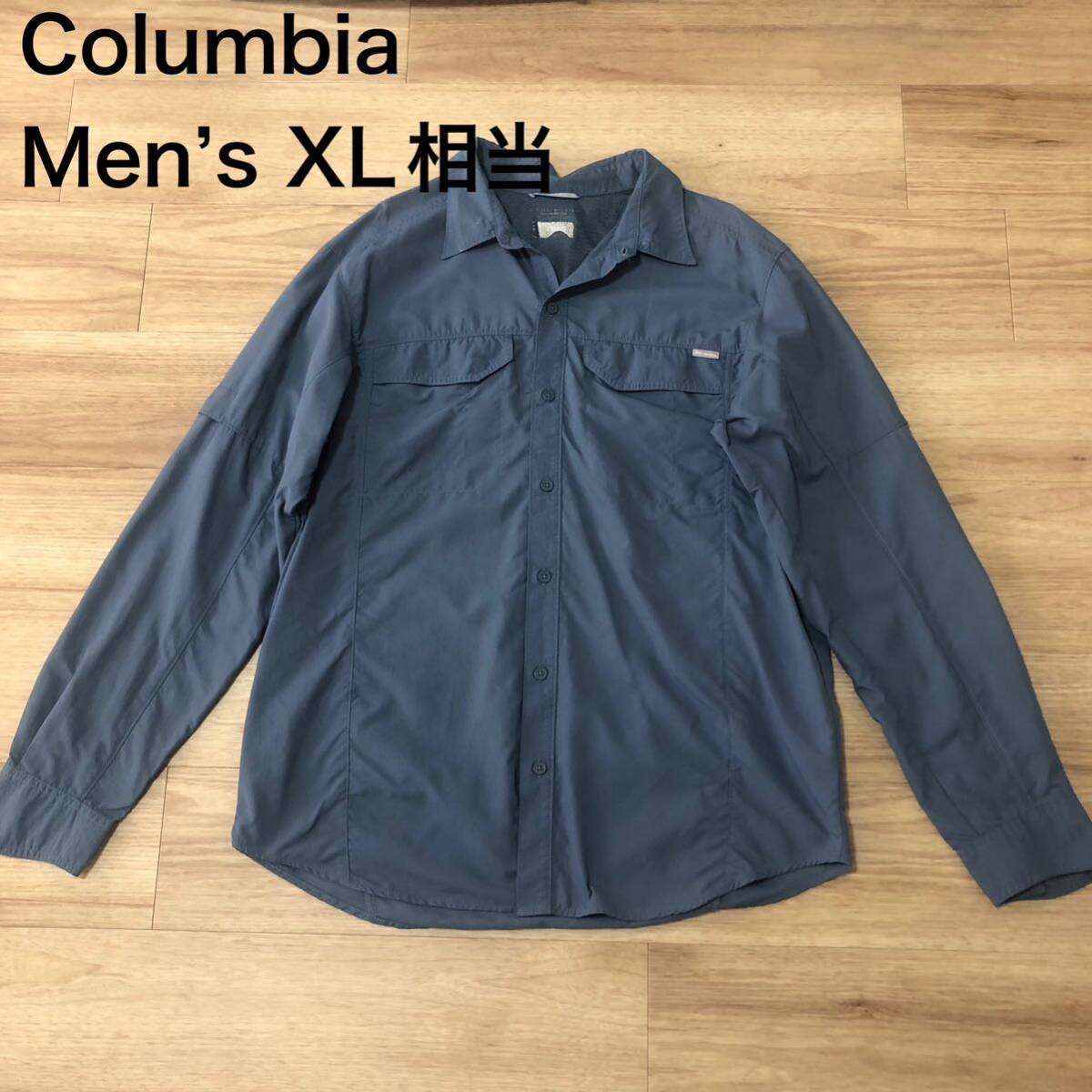 【送料無料】Columbia 長袖シャツ 青 メンズXLサイズ相当 コロンビアアウトドア登山の画像1