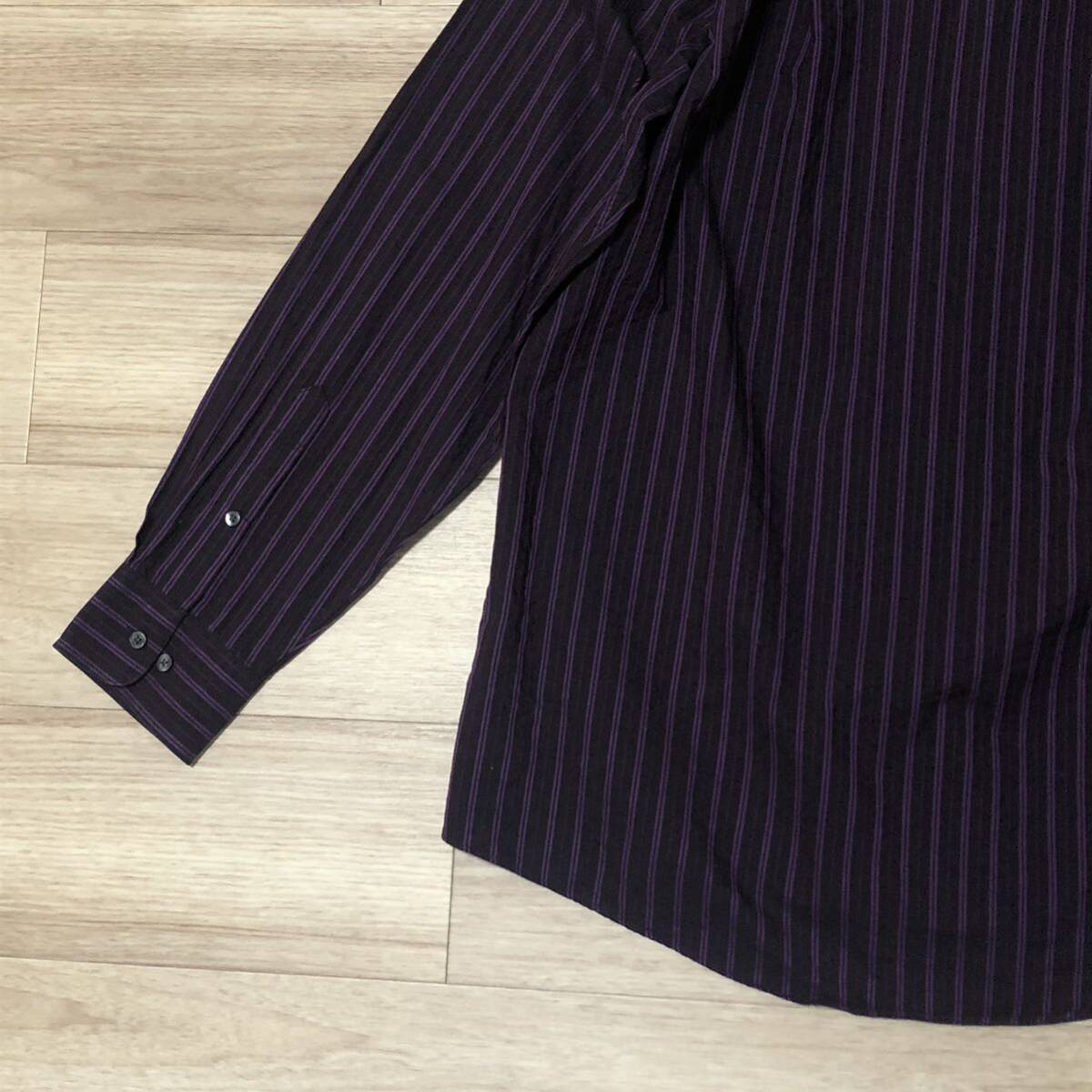 【送料無料】Calvin Klein 長袖シャツ黒紫ストライプ柄　メンズ16サイズ　カルバンクラインワイシャツ_画像8
