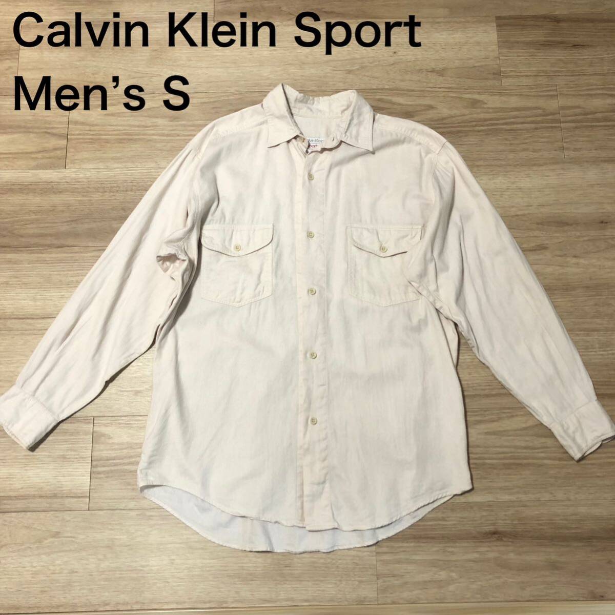 【送料無料】Calvin Klein Sport長袖シャツベージュ　メンズSサイズ　カルバンクラインスポーツ_画像1