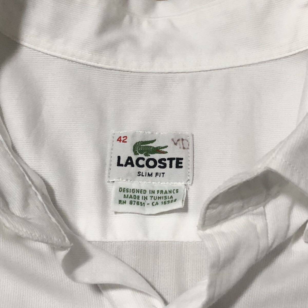 【送料無料】LACOSTE 長袖シャツ 白 メンズ42サイズ ラコステ_画像8
