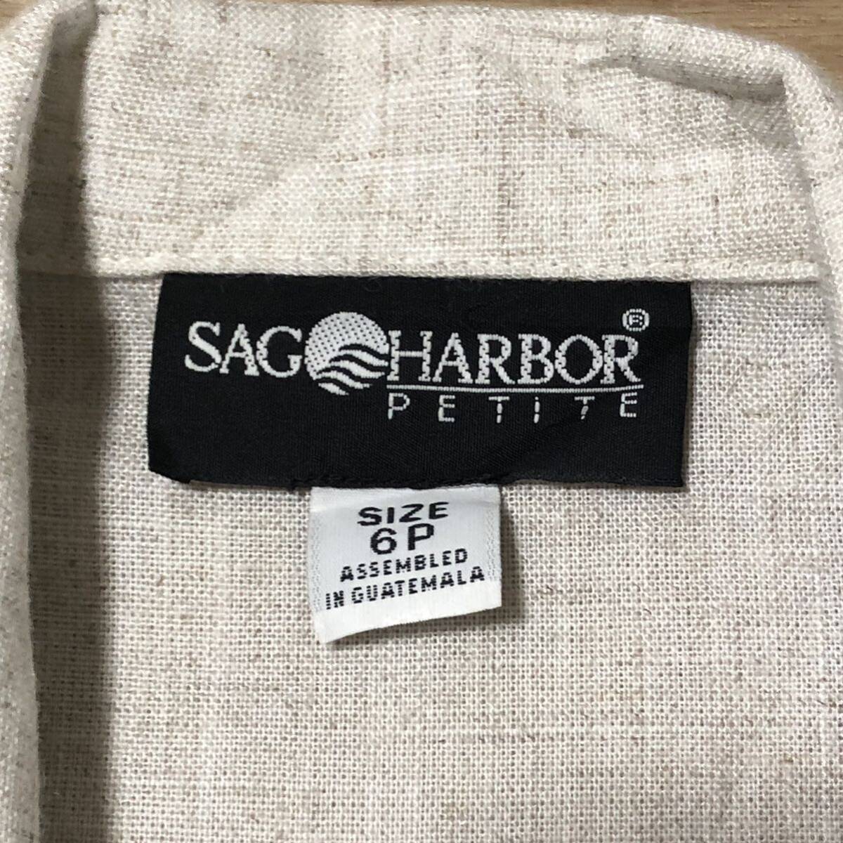 【送料無料】SAG HARBOR 1ボタンテーラード ジャケット　ベージュ　レディース6Pサイズ　ポリエステルレーヨンリネン製ブレザー