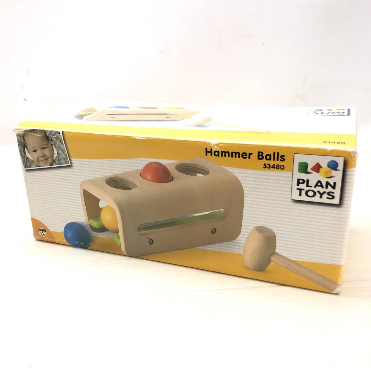 !PLANTOYS plan toy 53480 HammerBalls Hammer ball wooden toy intellectual training toy playing Kids baby box attaching secondhand goods!G23071