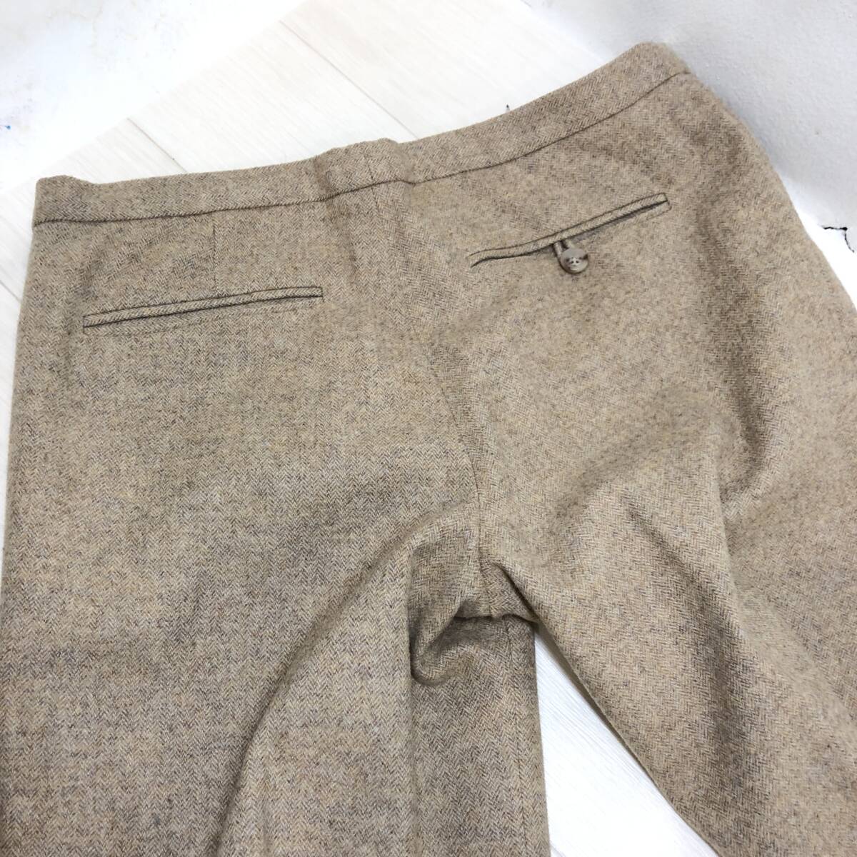 ^ RALPH LAUREN Ralph Lauren bottoms pants wide slacks beige size 7 lady's simple fashion USED goods ^C72899