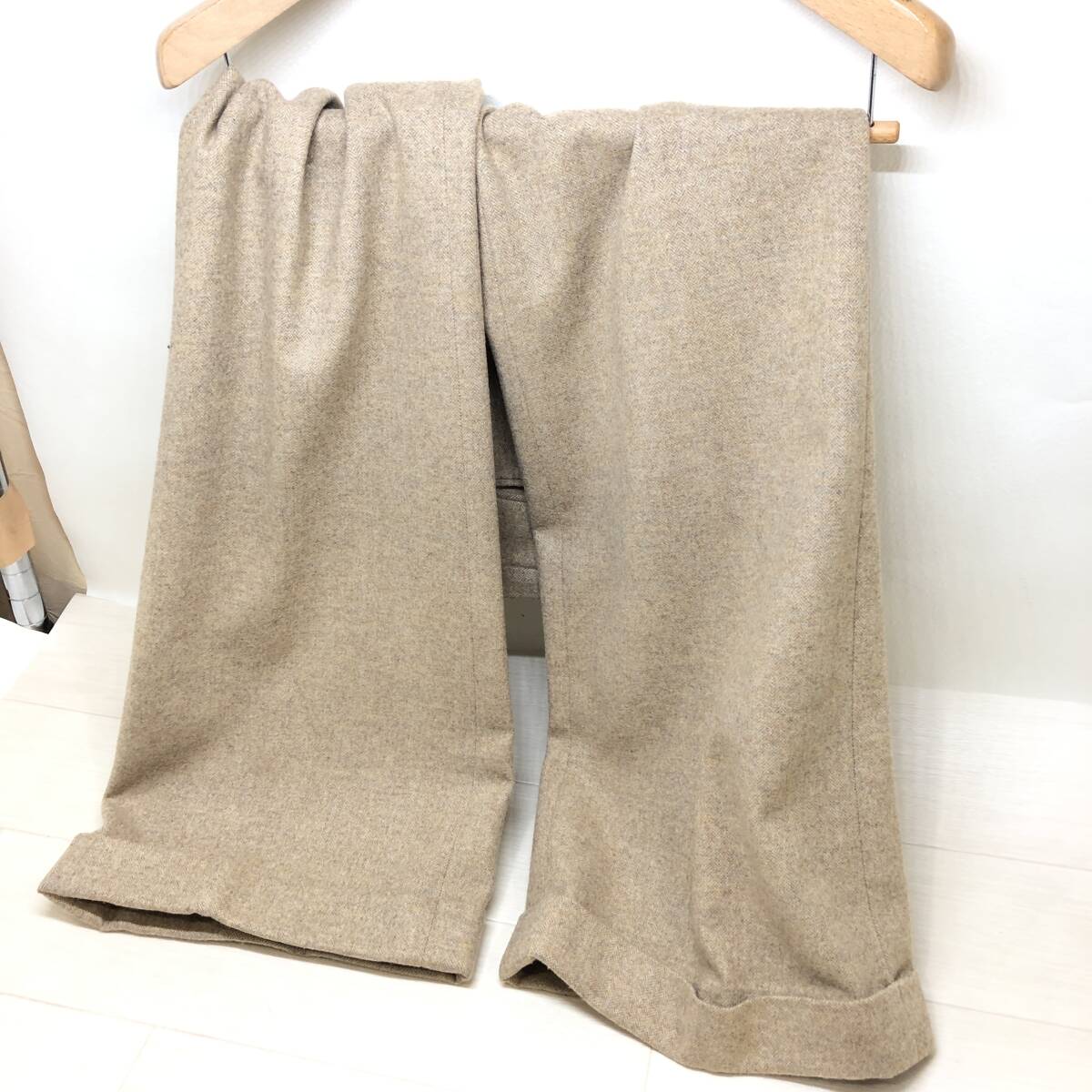 ^ RALPH LAUREN Ralph Lauren bottoms pants wide slacks beige size 7 lady's simple fashion USED goods ^C72899