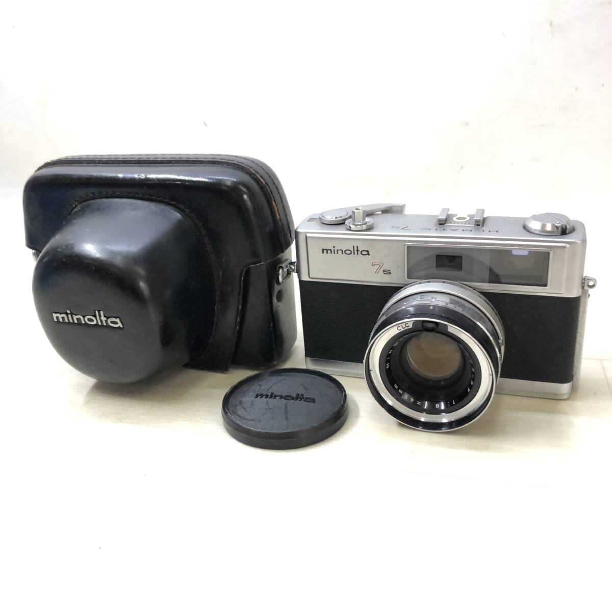 ♪minolta ミノルタ HI-MATIC 7S フィルムカメラ レンズ ROKKOR-R-PF 1:1.8 f＝45mm シャッター確認済 ジャンク品♪R23151_画像1