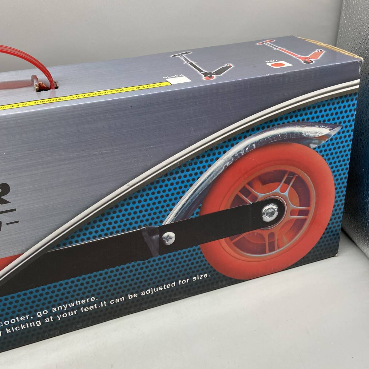 Σ未使用品 キッズスクーター KIDSSCOOTER トーシン産業 レッド 赤色 折り畳み式 ブレーキ搭載 ハンドル高さ調整可能 耐荷重40kgΣN52523の画像3