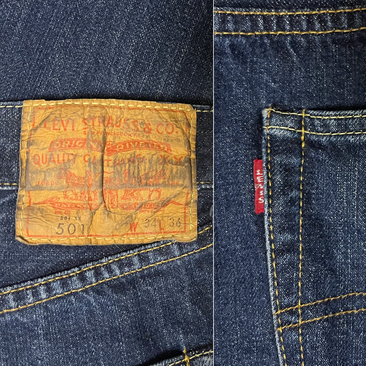 W34 日本製 LEVIS リーバイスLVC 66501-0117 501XX 501 ダブルネーム ビッグE デニムパンツ ビンテージ復刻 L36 ジーンズ 00s 08年製 JAPANの画像9