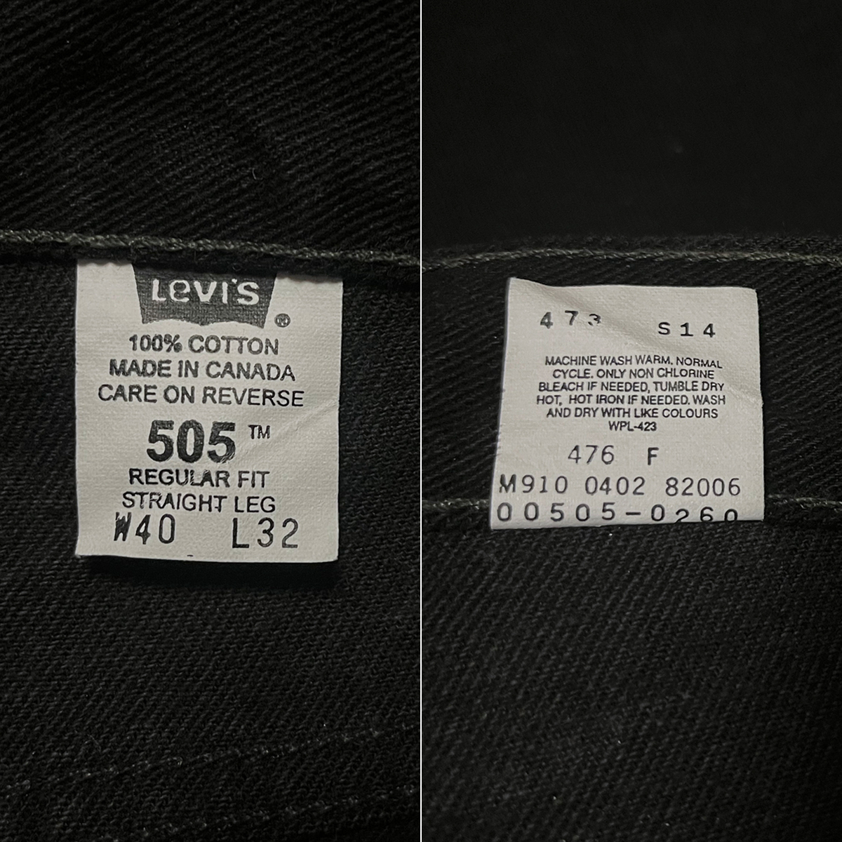 W40 デッドストック 505 サルファ染め 00s カナダ製 ビンテージ リーバイス Levis ブラックデニムパンツ ジーンズ 501XX 新品 2002年製 L32_画像6